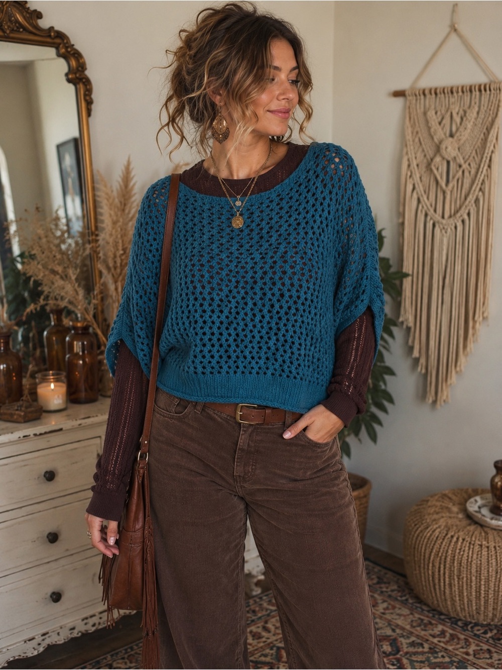 Torrid Open Stitch Cropped Sweater Legion Blue Oversized Knit Plus 1/2 NWT